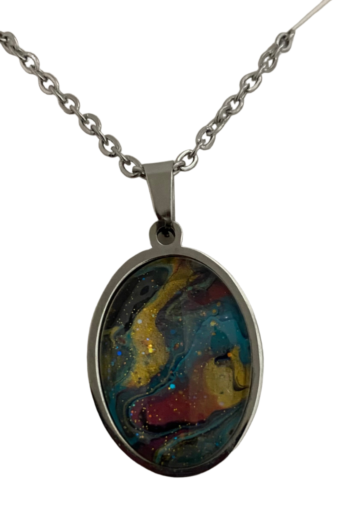 Multi-Colored Fluid Art Handmade Necklace