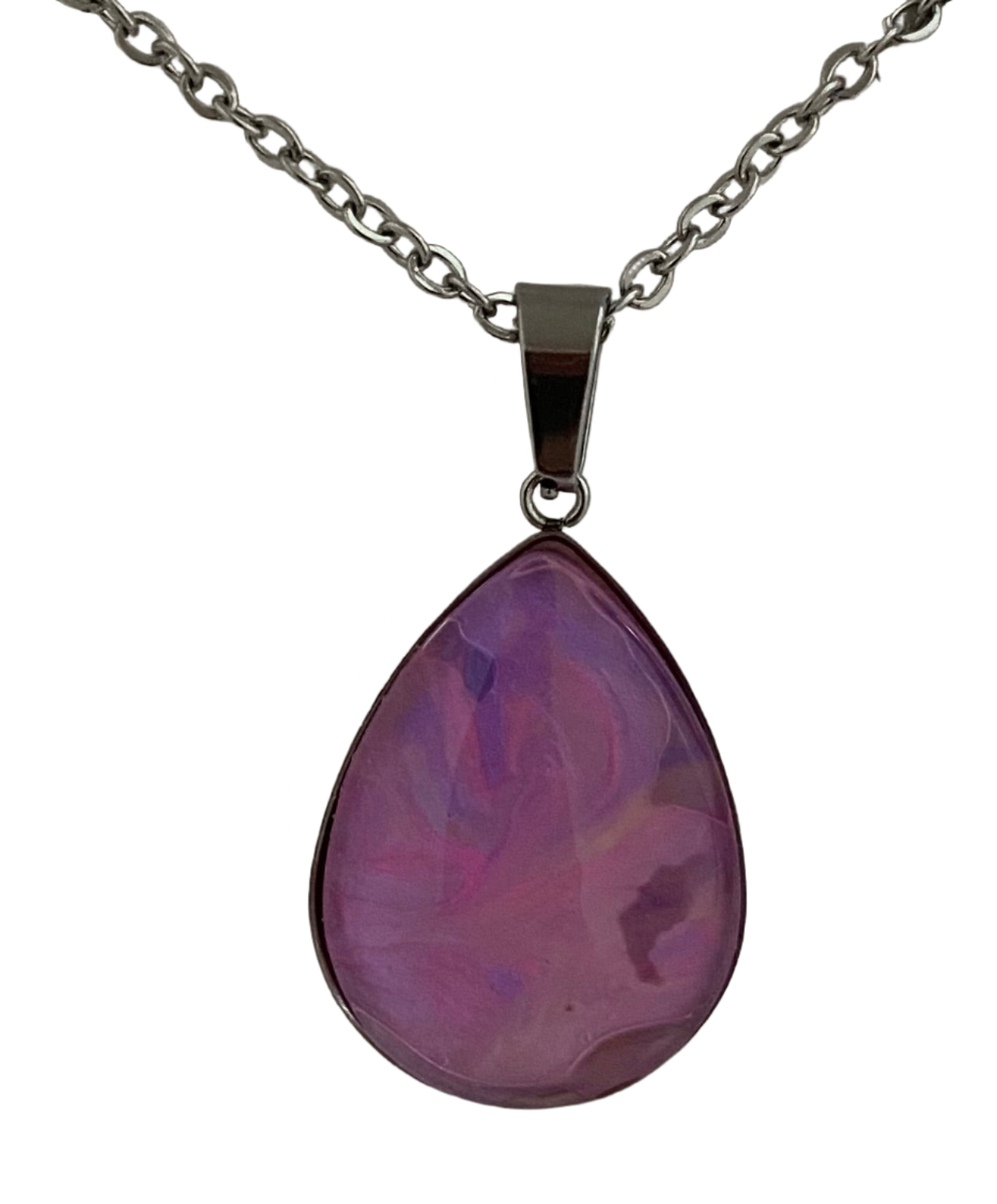 Pinks and Purples Fluid Art Necklace