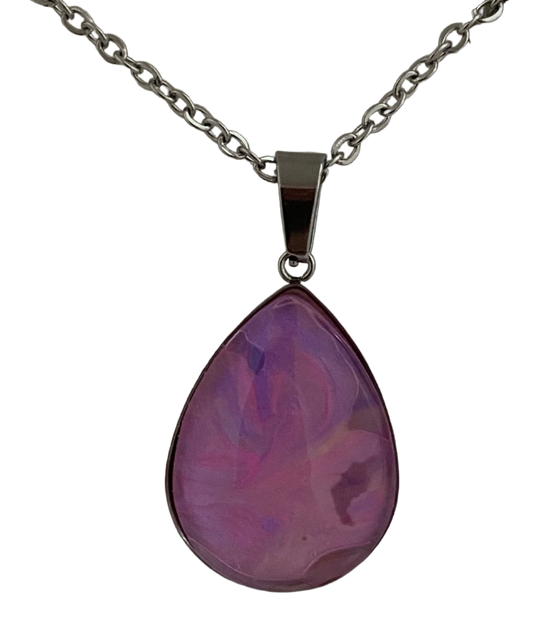 Pinks and Purples Fluid Art Necklace