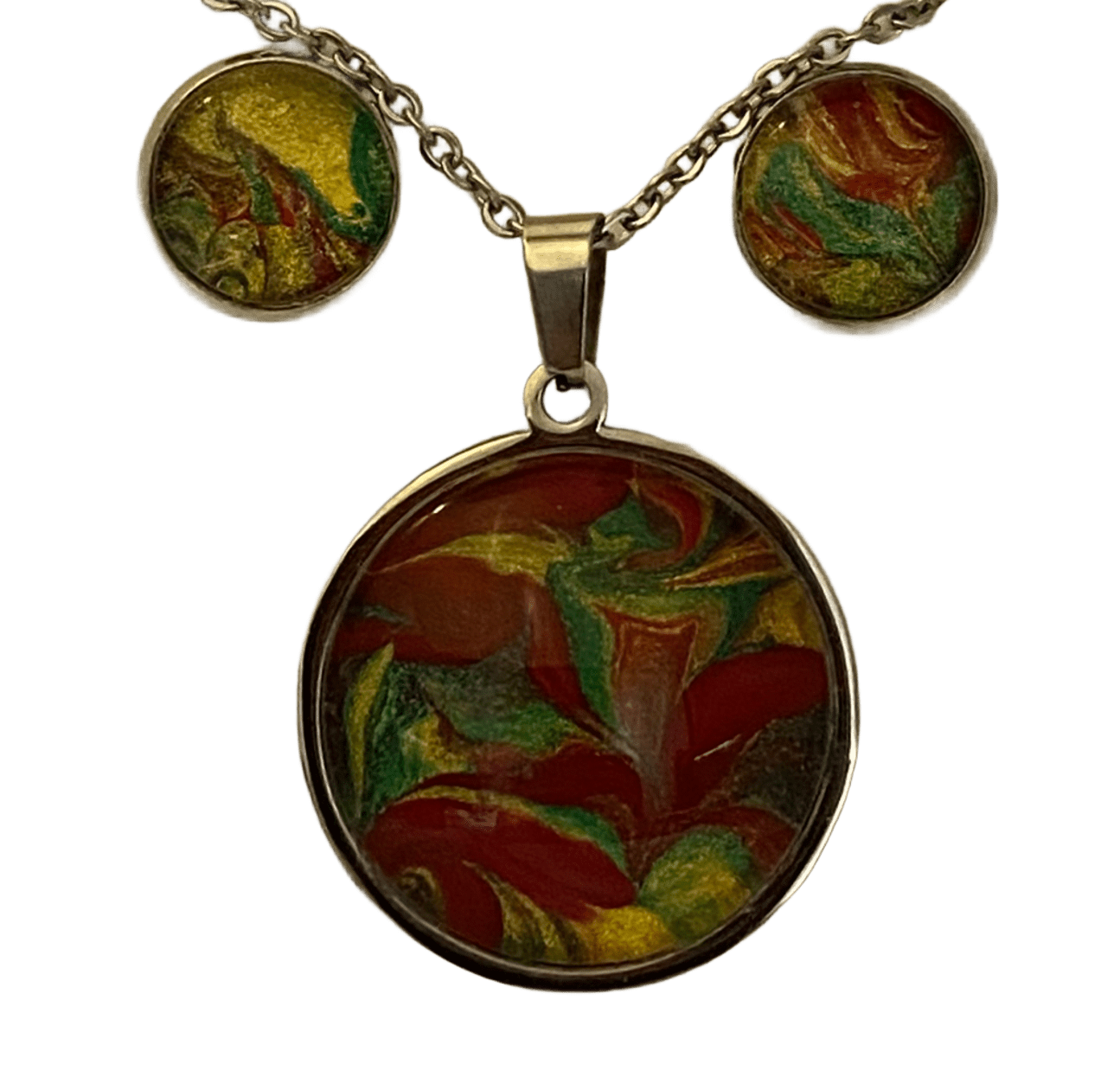 Red Green and Gold Round Art Set