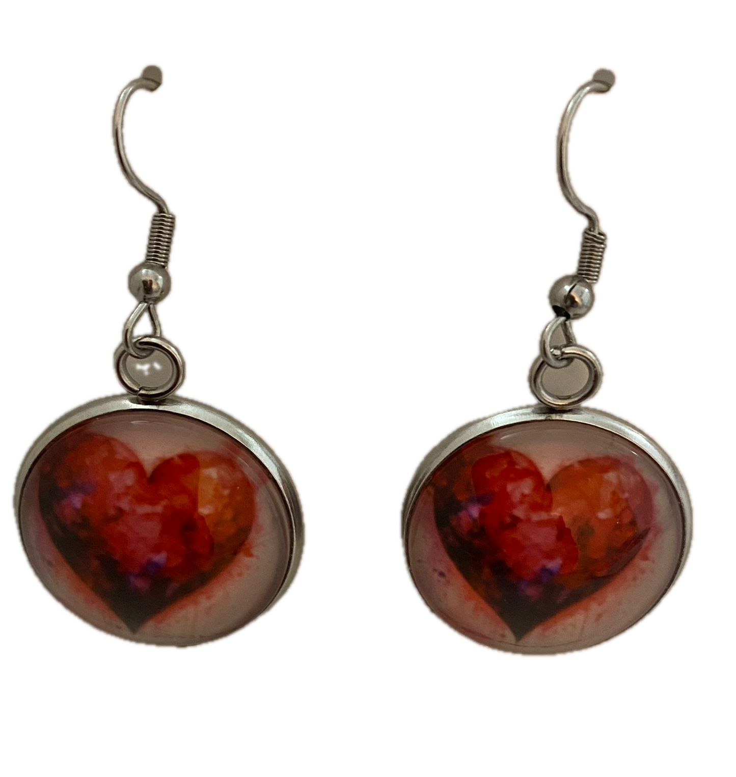 Handmade Red Valentine Hearts Dangle Earrings