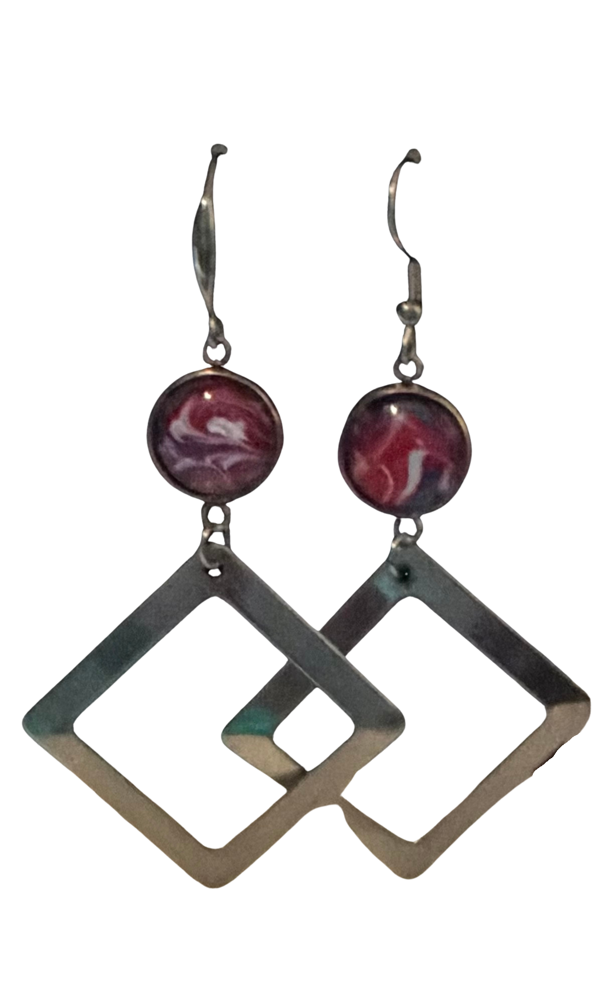 Red White and Blue Long Diamond Shape Earrings