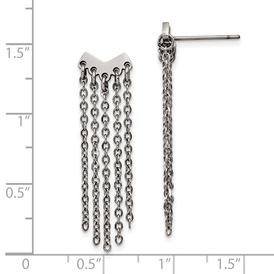 Chisel Stainless Steel Dangle Chain Post Earrings