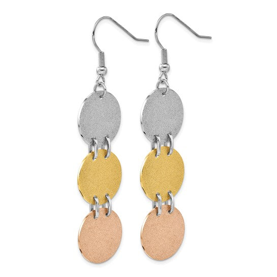 Chisel Stainless Steel Tri-Color Discs Dangle Earrings