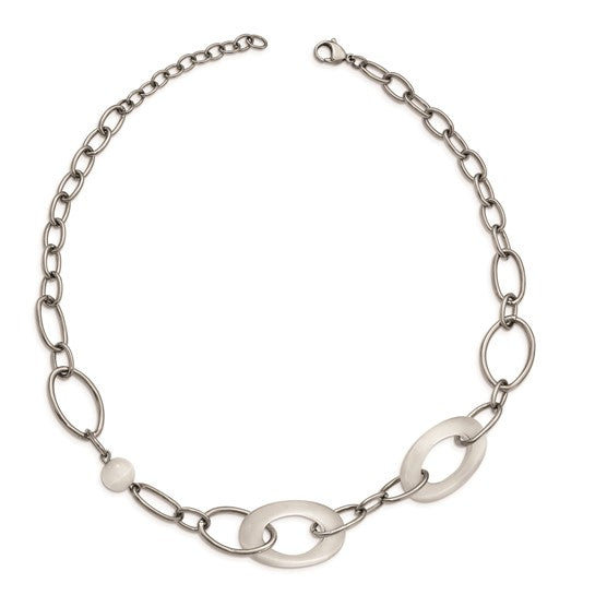 Chisel Stainless Steel White Cat's Eye Necklace