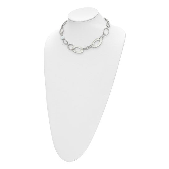 Chisel Stainless Steel White Cat's Eye Necklace