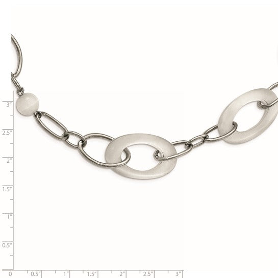 Chisel Stainless Steel White Cat's Eye Necklace