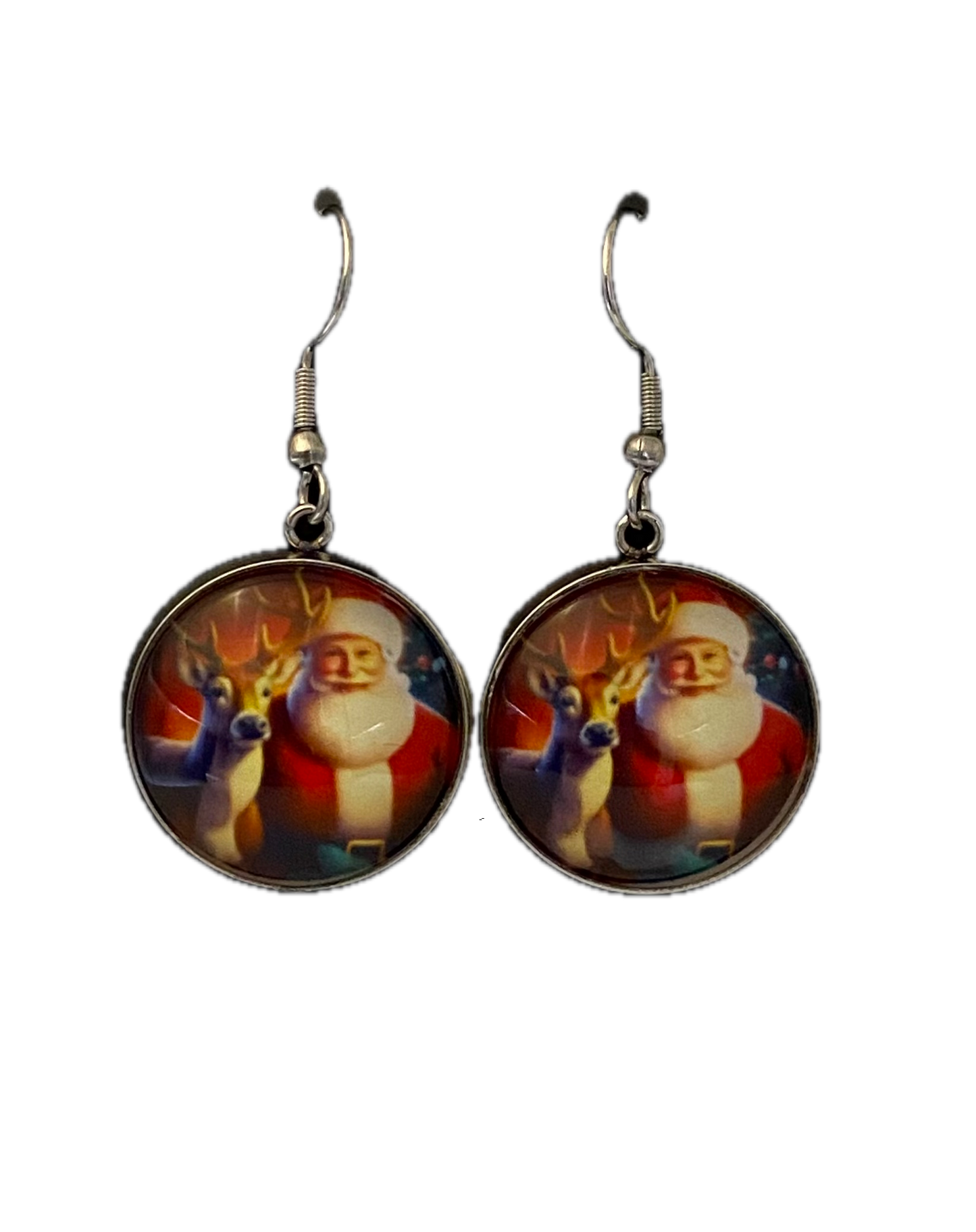 Santa with Rudolph Stainless Steel Earrings