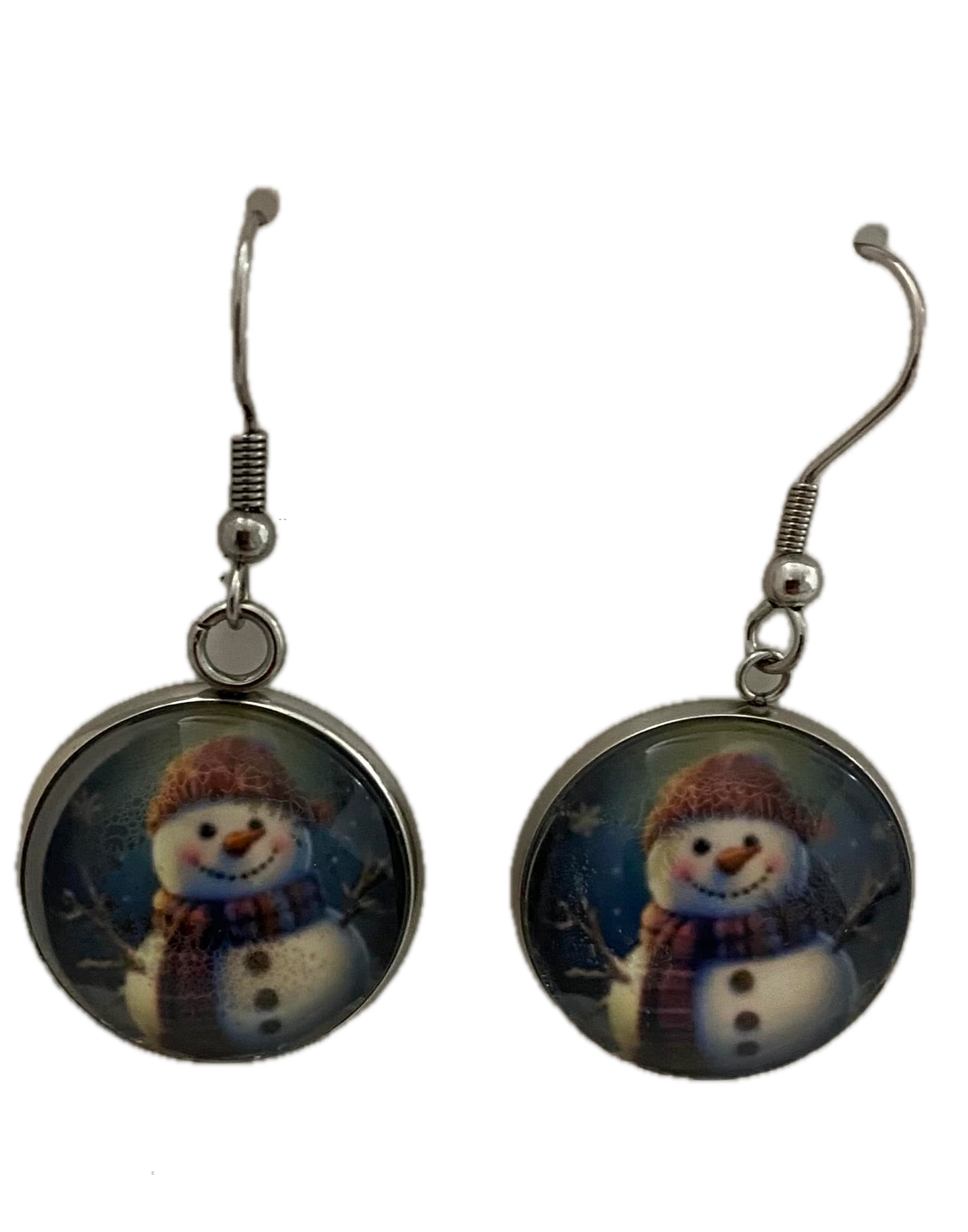 Handmade Snowman Dangle Earrings