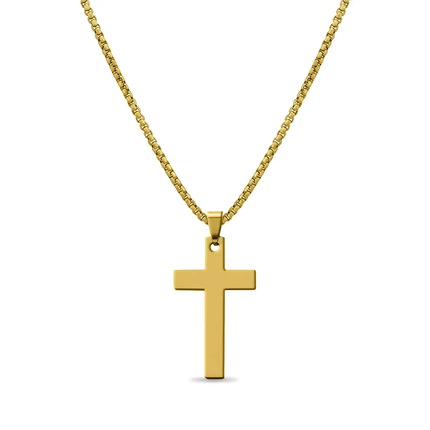 Gold Stainless Steel Cross Pendant Necklace
