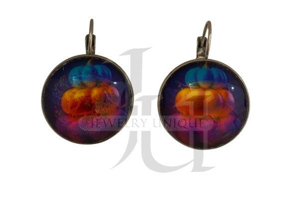 Handmade Trio Pumpkins Lever back Earrings