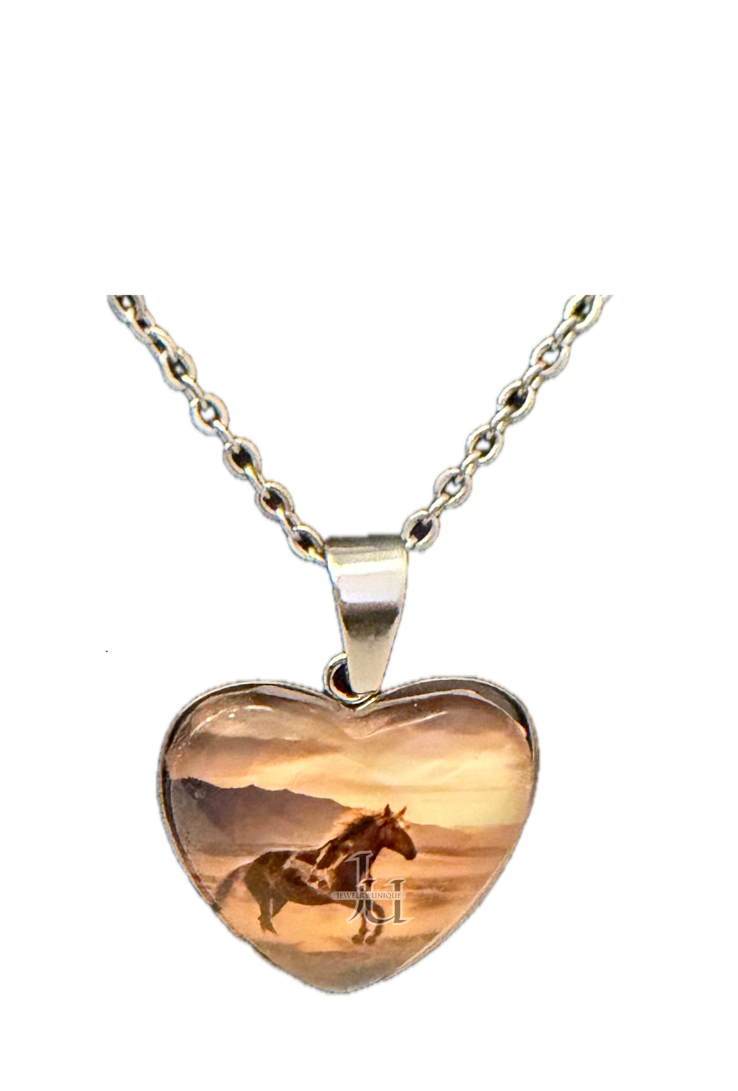 Horse in Country Heart Necklace