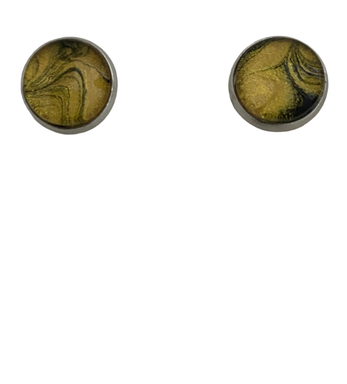 Yellow and Black Fluid Art Stainless Steel Stud Earrings