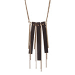 Gold tone Leather and Chain Fringe Necklace