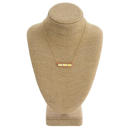 Two tone Rhinestone Bar Necklace Set