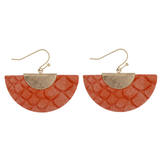 Short Leather Fanned Earrings