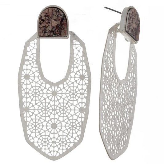 Long Metal Filigree Earrings