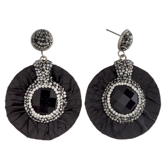 Circular Drop Earrings with Druzy Natural Stone