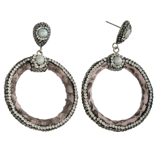 Circular faux leather earrings