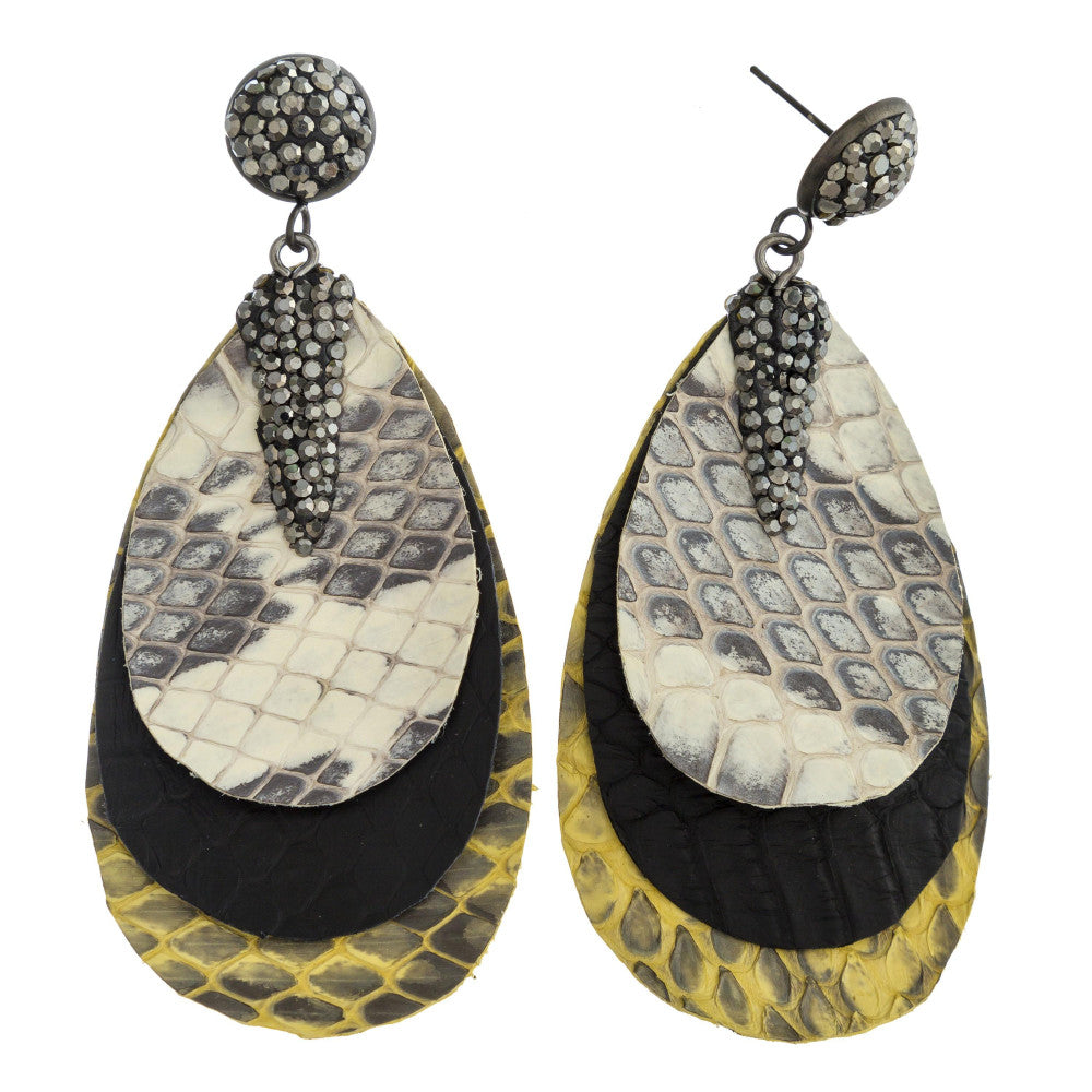 Trio faux leather teardrop earrings