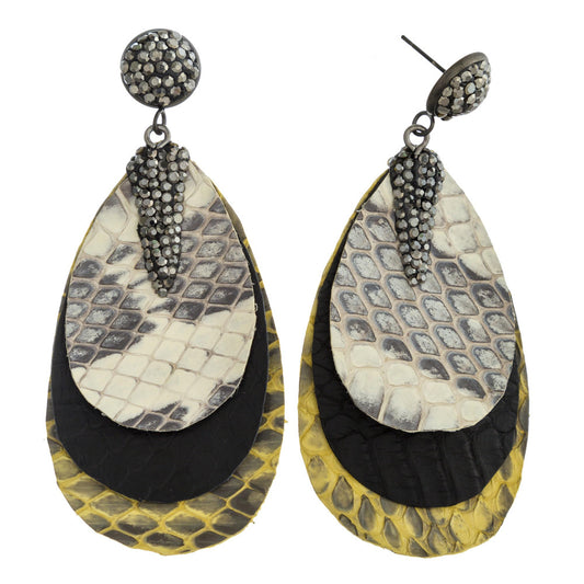 Trio faux leather teardrop earrings