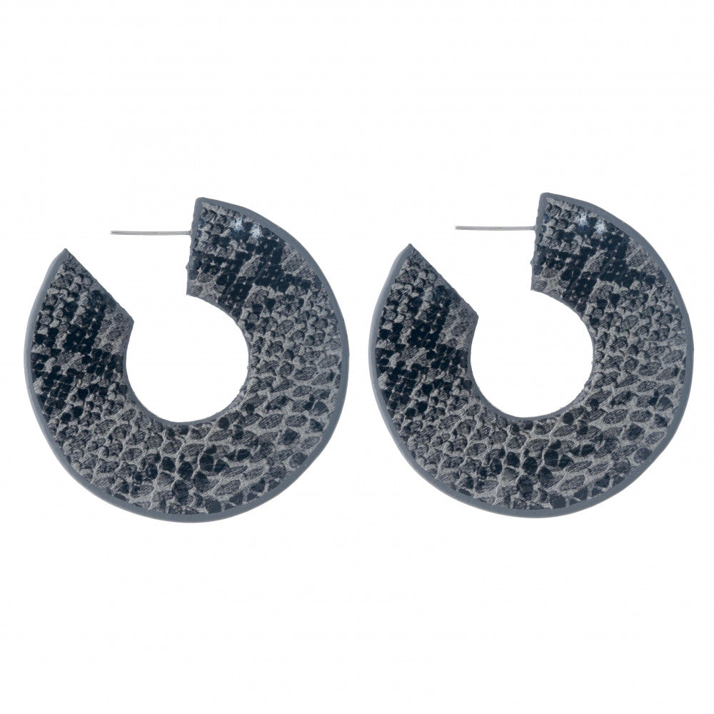 Faux Leather Snakeskin Hoop Earrings