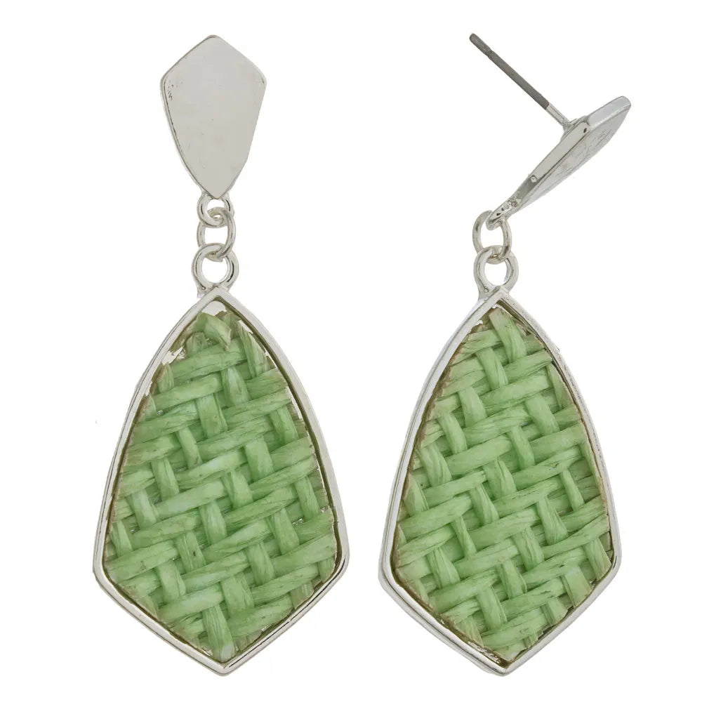 Raffia rattan woven drop earrings