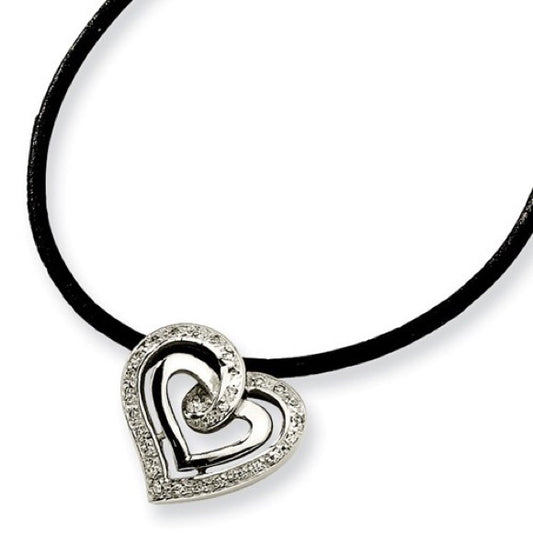 Chisel Stainless Steel CZ Heart Necklace