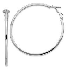 Sterling Silver 2x50mm Omega Back Hoop Earrings