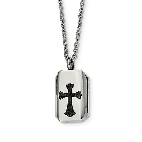 Chisel Stainless Steel Laser Cut Cross Necklace