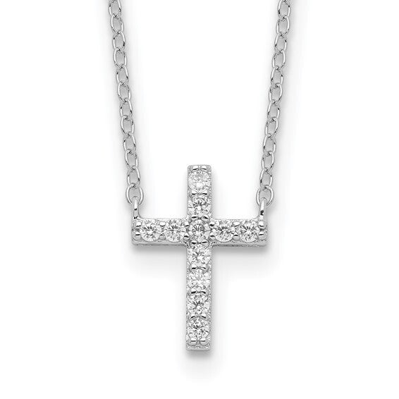 Sterling Silver Cubic Zirconia Cross Necklace