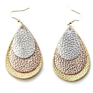 Leather Tear Drop Fashion Earrings