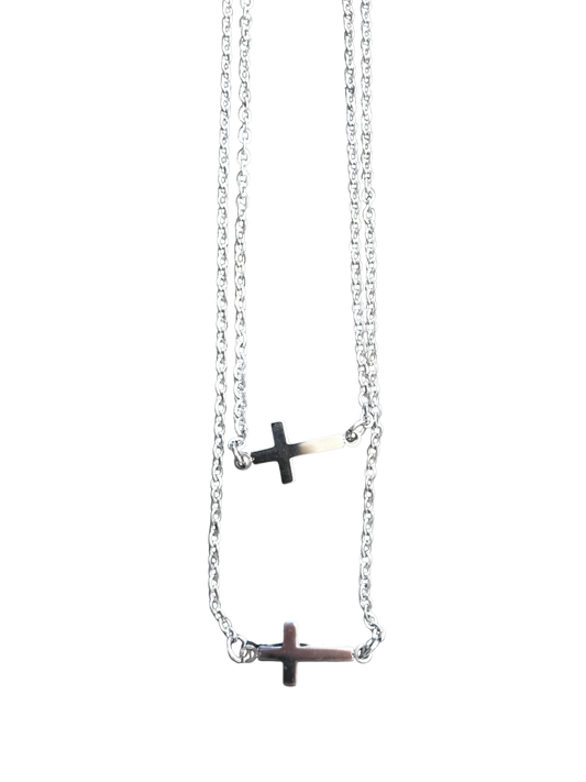 Stainless Steel Layered Cross Necklace
