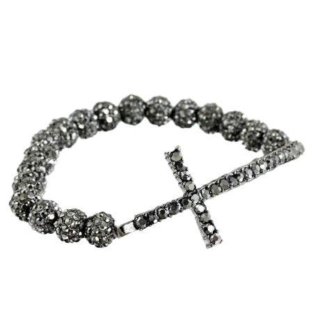 Black Rhinestone Cross Stretch Bracelet