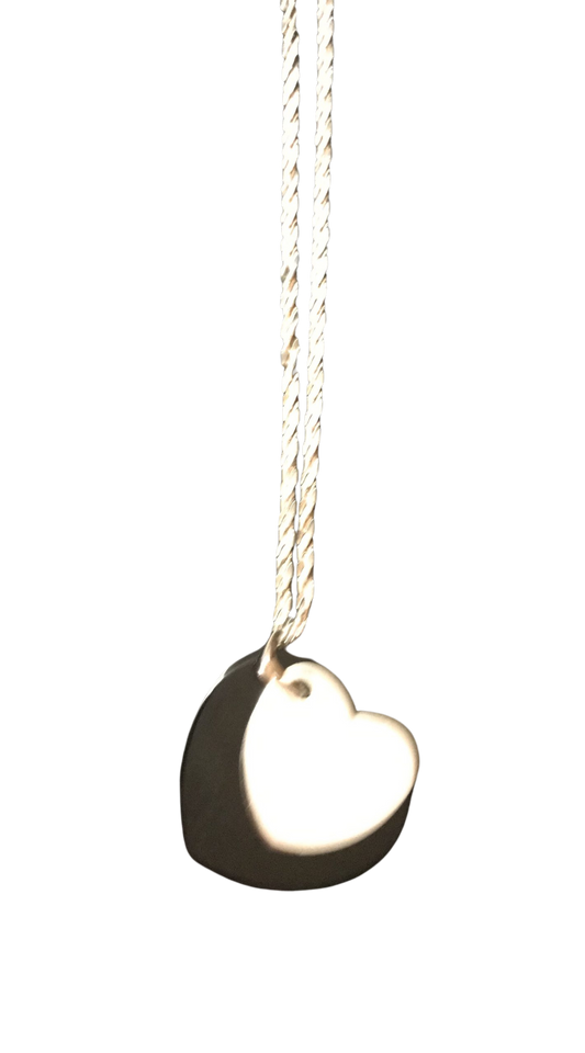 Sterling Silver and Genuine Black Onyx Pendant Heart Necklace