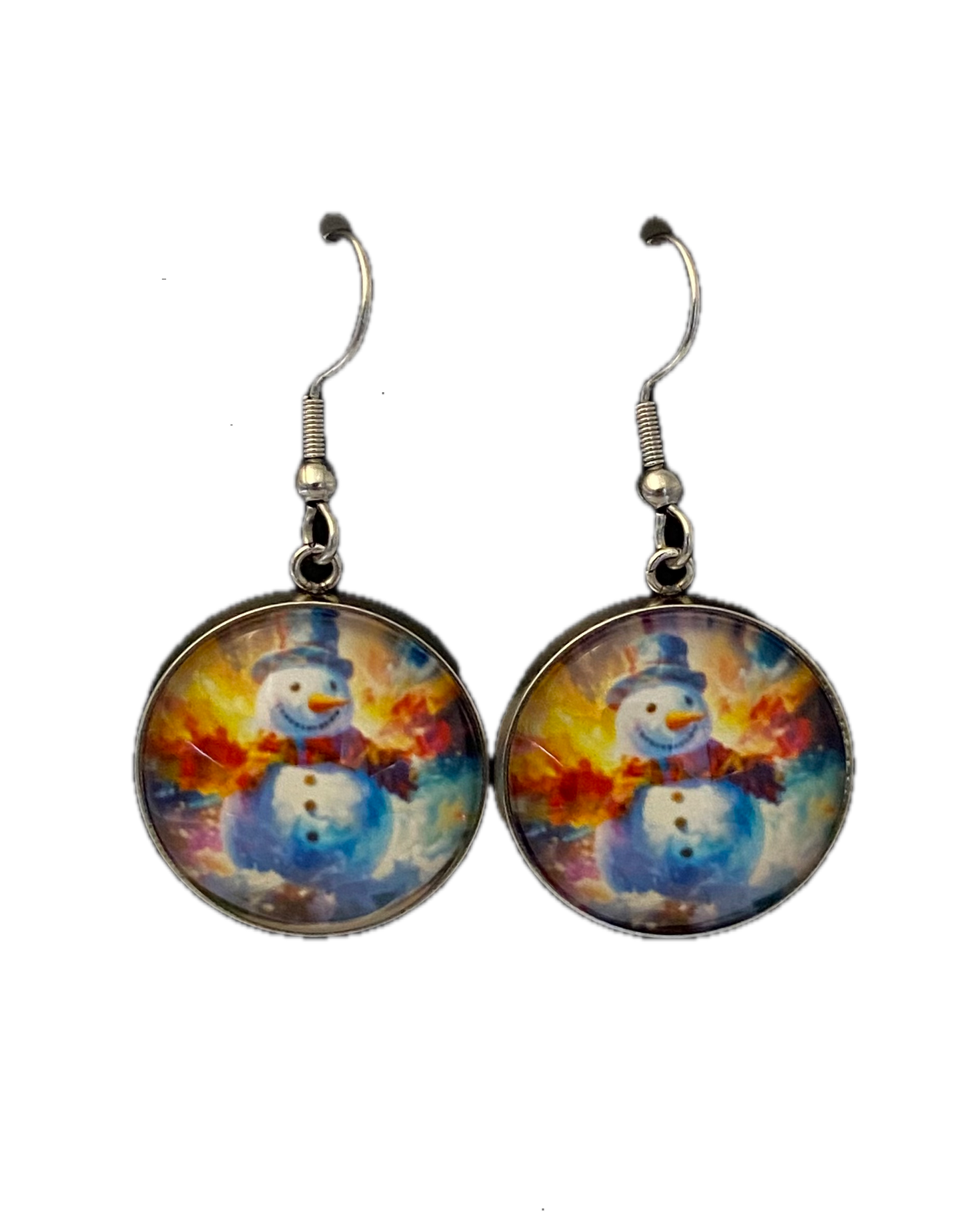 Vibrant Snowman Dangle Earrings