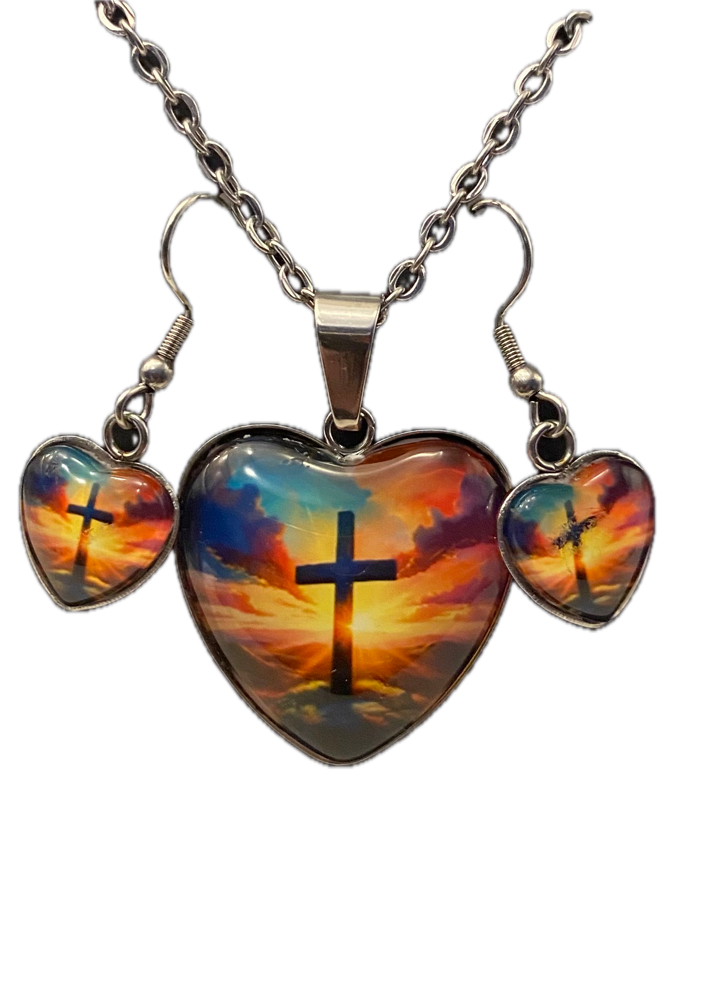 Sunset with Cross Heart Jewelry Set
