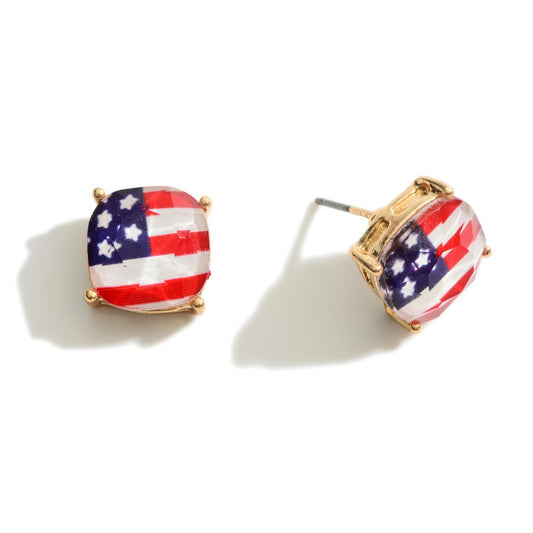 American Flag Post Earrings