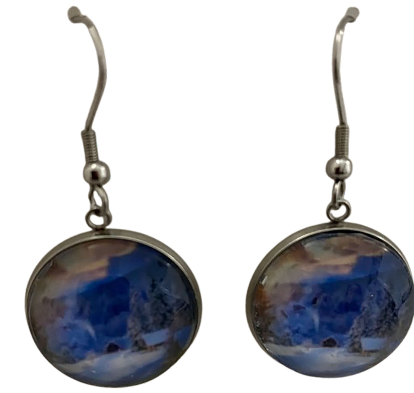 Handmade Snow Scene Dangle Earrings