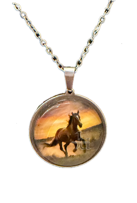 Horse Running in Sunset Necklace