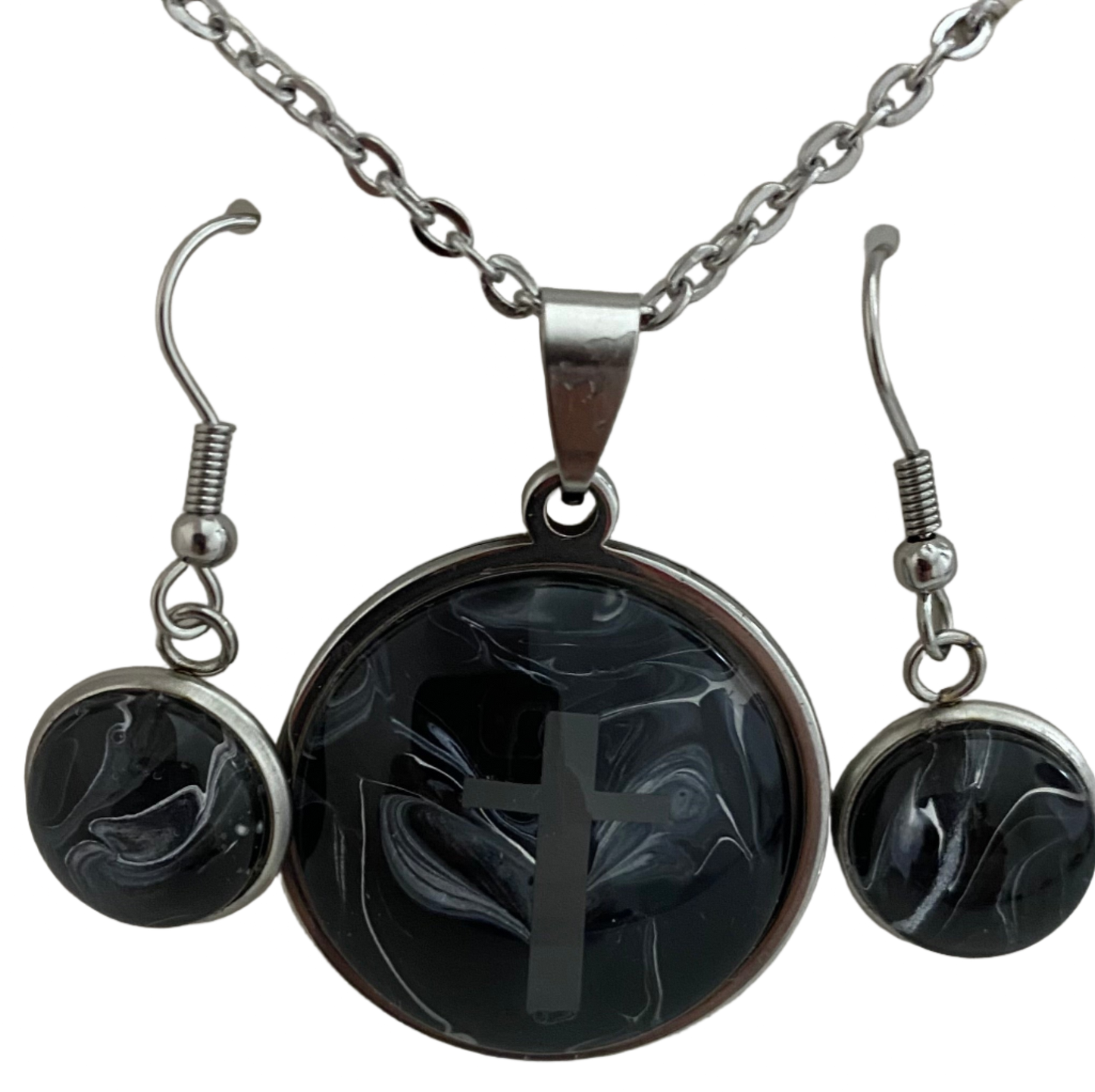 Black, Gray and White Fluid Art Jewelry