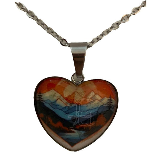 Tennessee Red White and Blue Mountains Heart Necklace