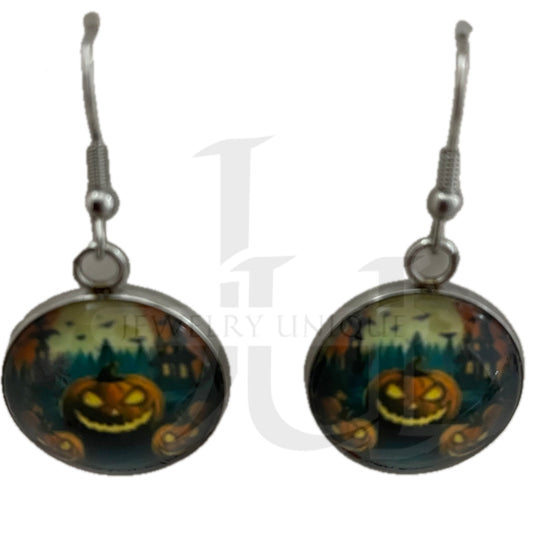 Handmade Jack O' Lantern Dangle Earrings