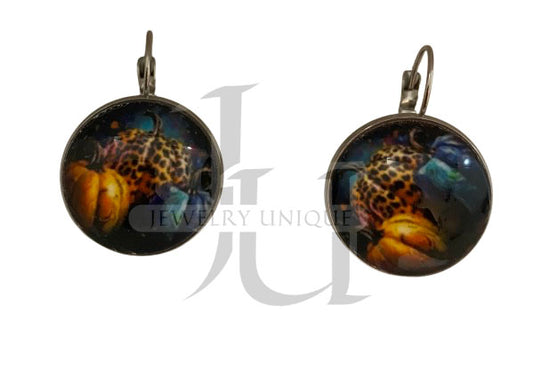Handmade Leopard Pumpkins Lever back Earrings