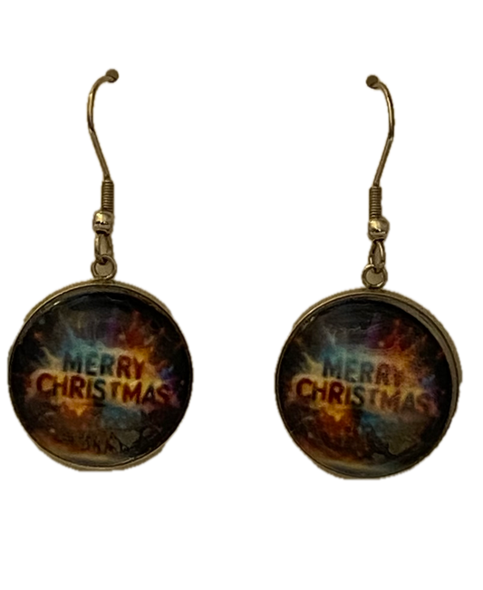 Handmade Merry Christmas Dangle Earrings