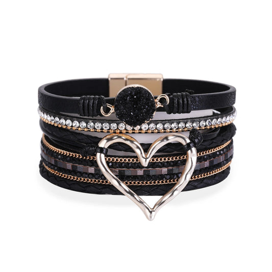 Multi-Layer Heart Magnetic Black Bracelet