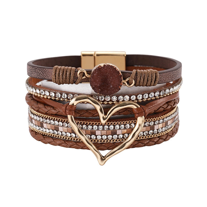 Multi-Layer Heart Magnetic Black Bracelet