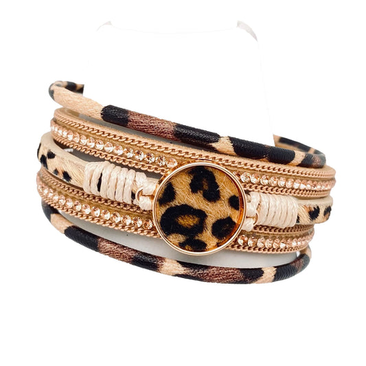 Multi-Layer Bohemian Leopard Magnetic Bracelet