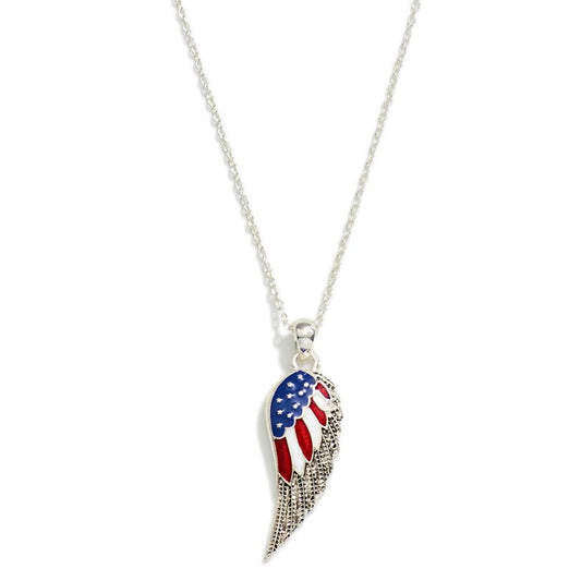 Red White and Blue Eagle Wing Necklace
