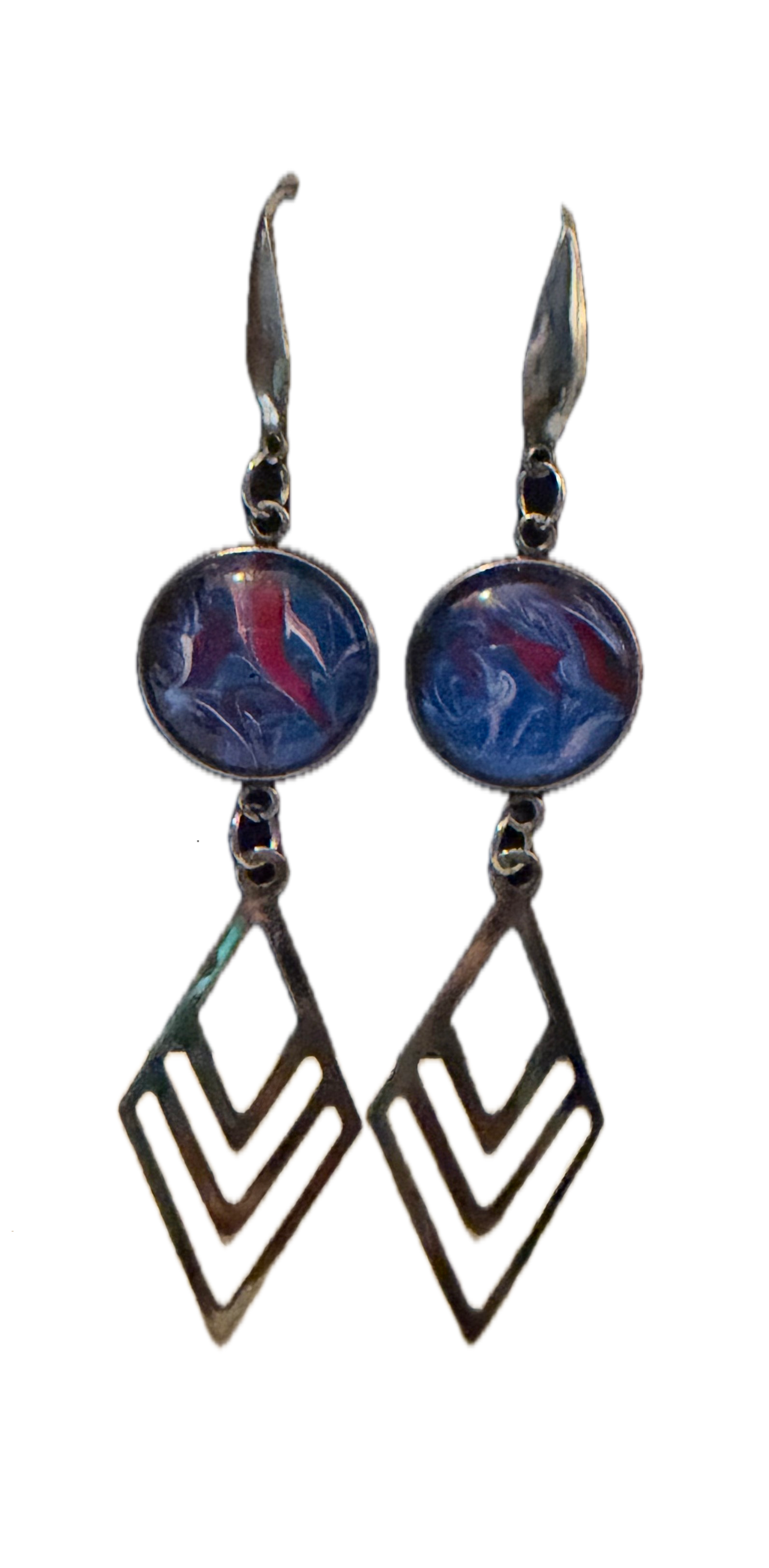 Red White and Blue Long Dangle Earrings